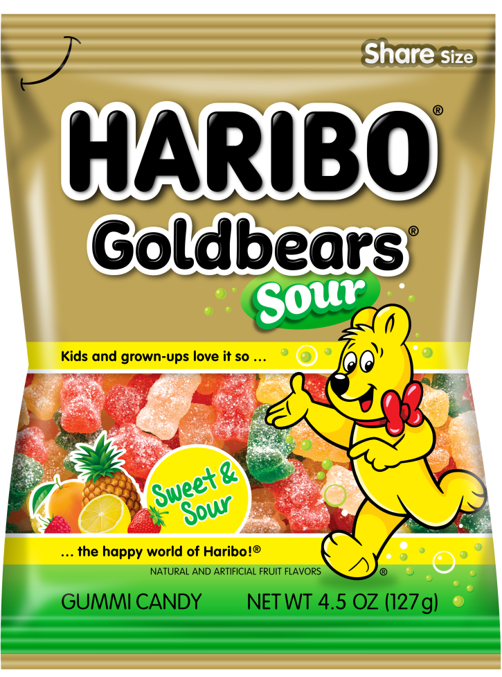 Haribo Sour Gold Bear Peg Bag 12x142g
