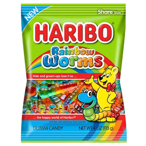 Haribo Rainbow Worms Peg Bag 12x141g (Expiry June'26)