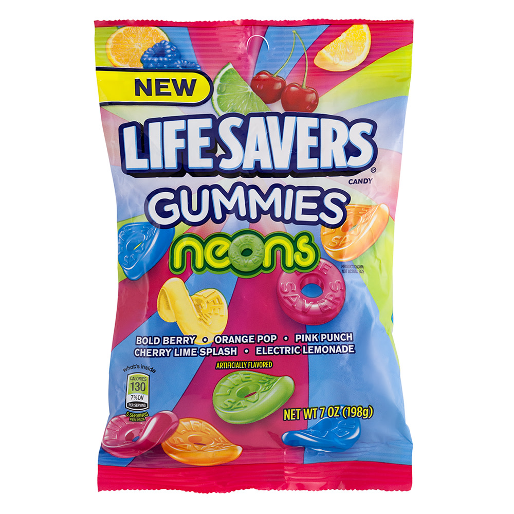 Life Savers Gummi Neon Peg Bag 12x70z
