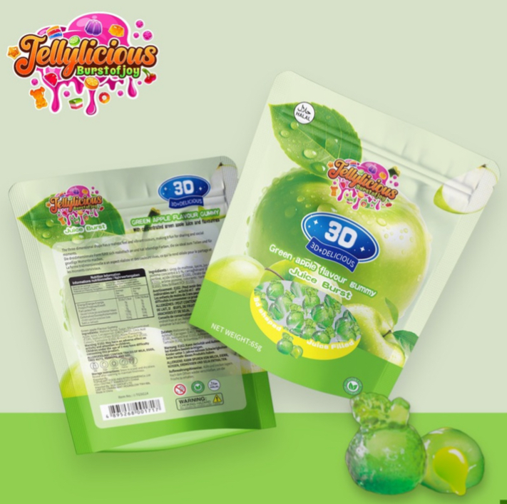 Jellylicious 3D Peelable Green Apple 12x65g