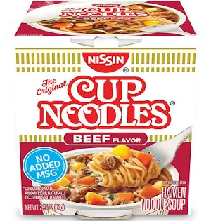 Nissin Cup Beef Ramen Noodles 24x2.25oz