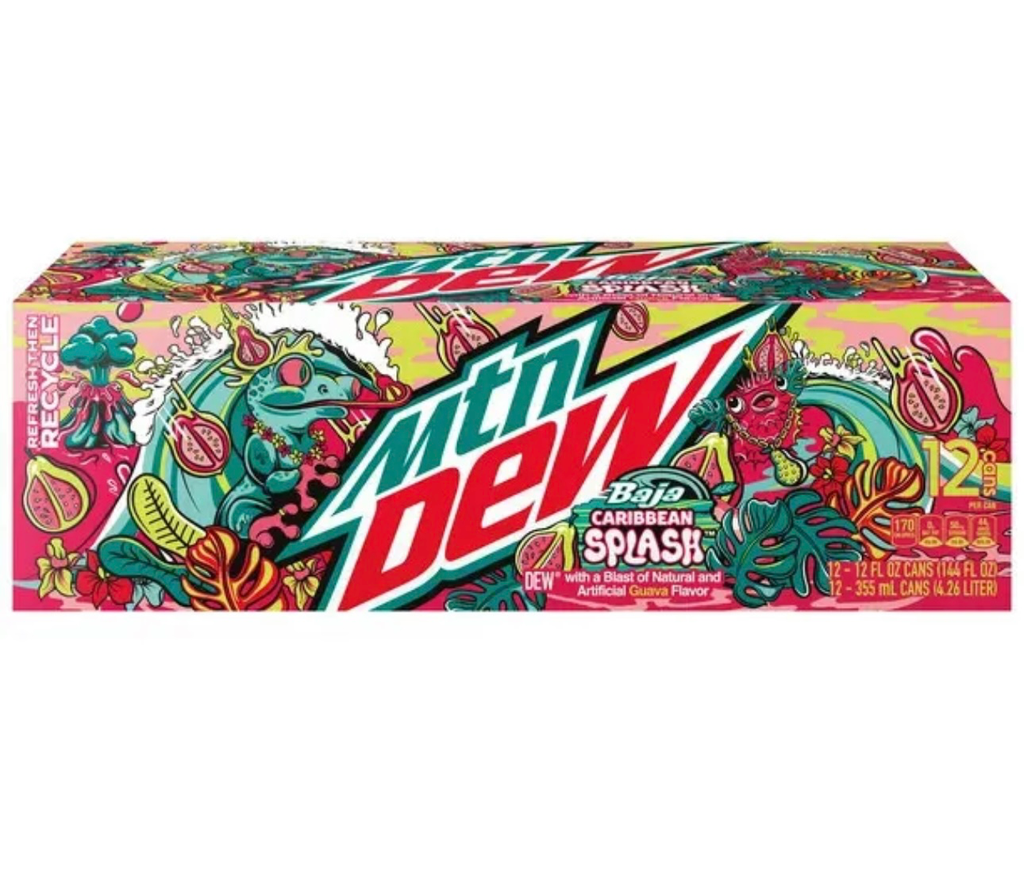 Mountain Dew Soda, Baja Caribbean Splash 24x355ml