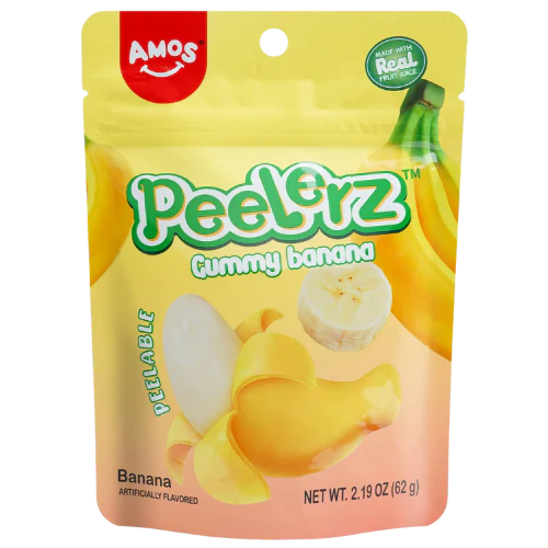 Amos Peelerz Gummy Banana Display Pack 12x65g