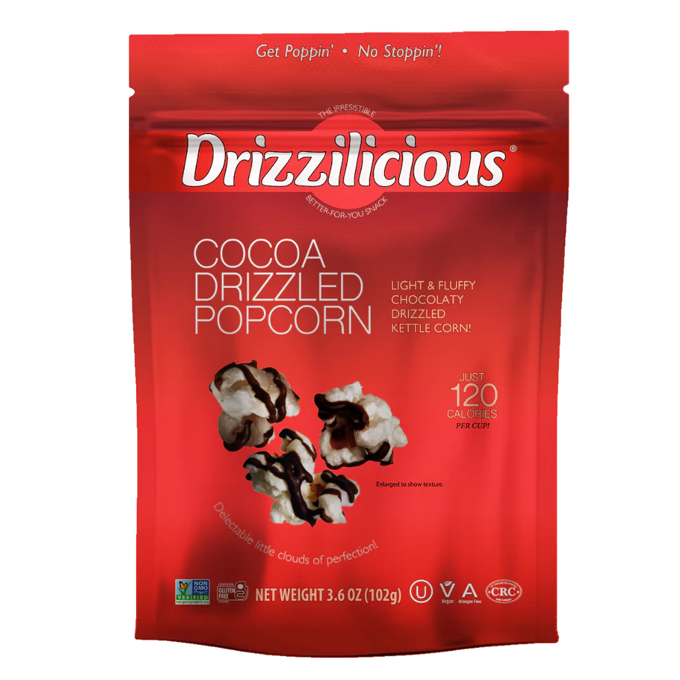 Drizzilicious Popcorn Drizzled Chocolate 10x3.60oz Expired			 
