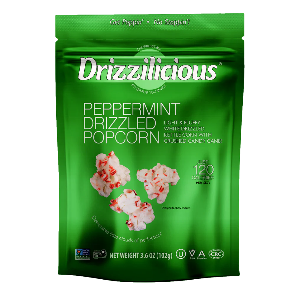 Drizzilicious Popcorn Drizzled Peppermint 10x3.6oz Expired			 