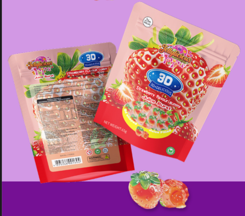 Jellylicious 3D Peelable Strawberry 12x65g