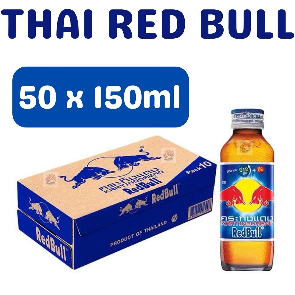 Red Bull Glass Kratigdaeng Blue Top Thailand  50x150ml