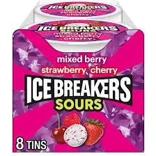Ice Breakers Sours Mixed Berry, Strawberry, Cherry 8x42g