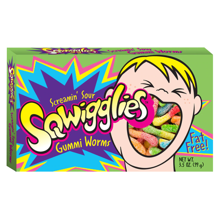 Sqwigglies Sour Gummi Worms Theatre Box 12x99g