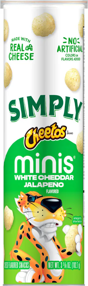 Cheetos Canister Simply White Cheddar Minis Jalapeno 12x3.62oz