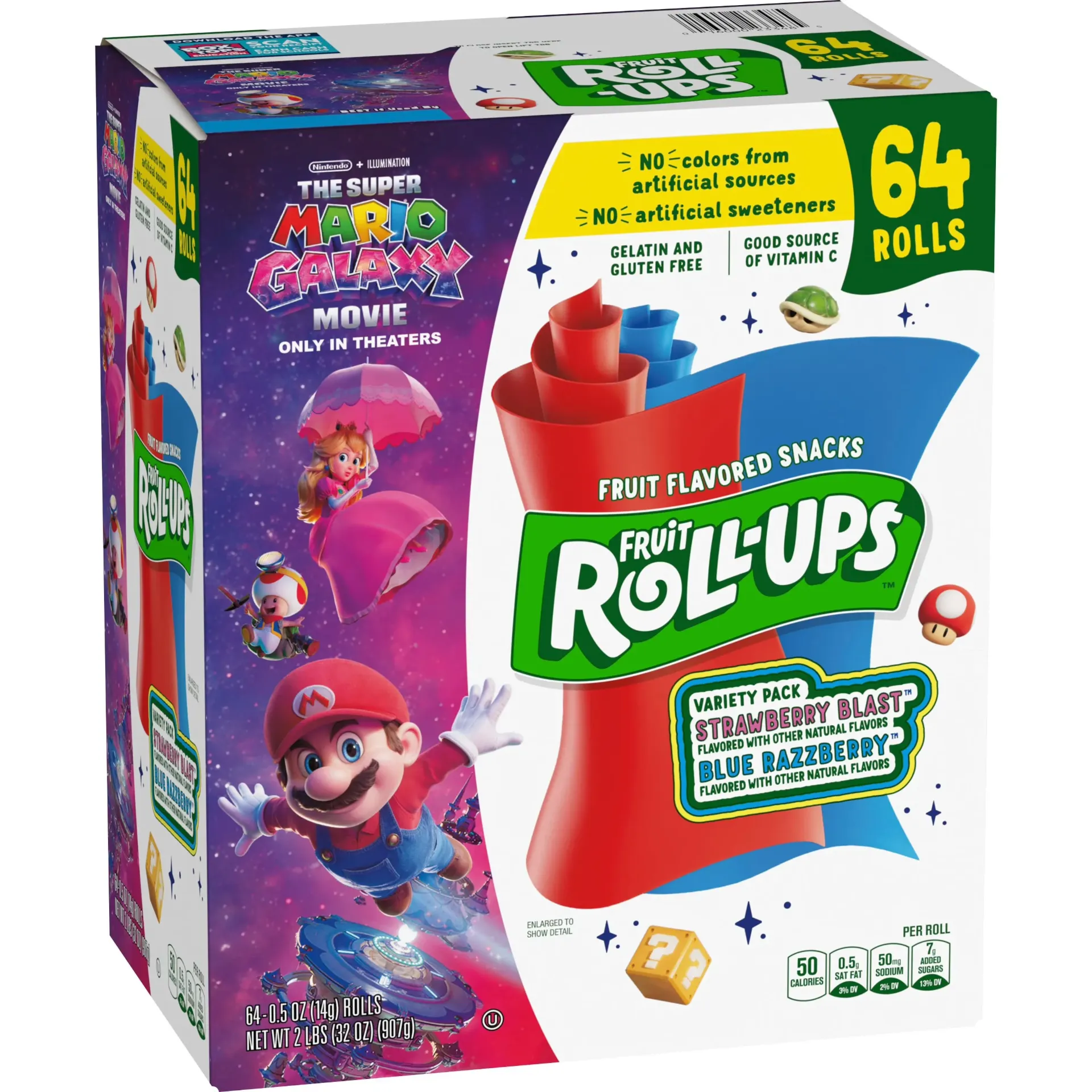 Fruit Roll Ups Super Mario Galaxy Edition Display Box 64ct