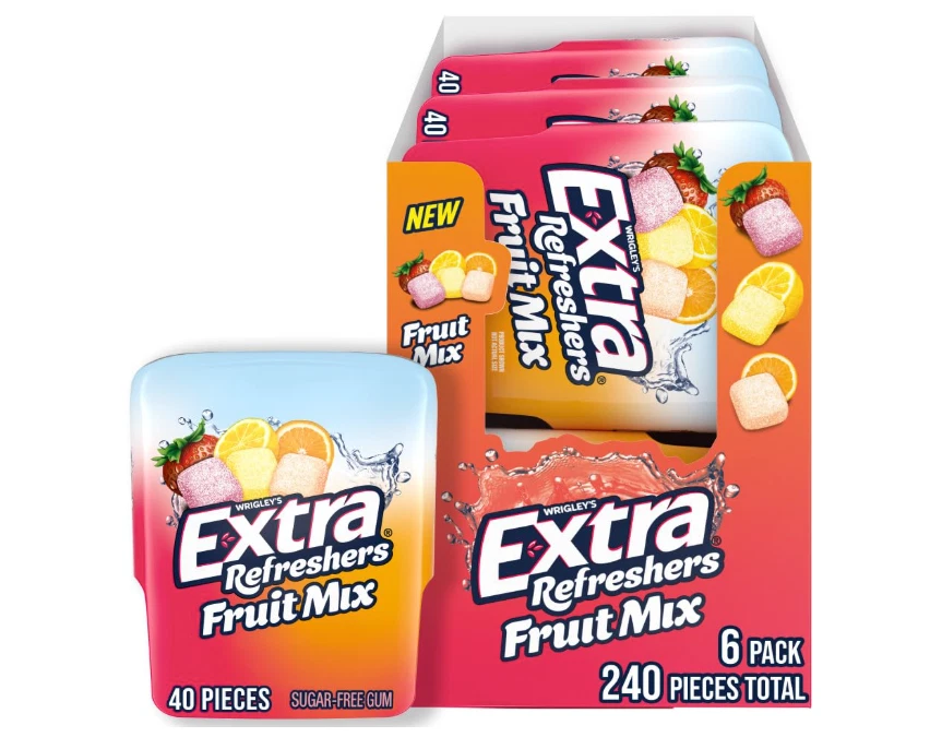 Extra Refreshers Fruit Mix 40 Pcs 6CT