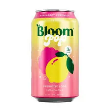 Bloom Pop Raspberry Lemonade Pre Biotic Soda 12x12oz