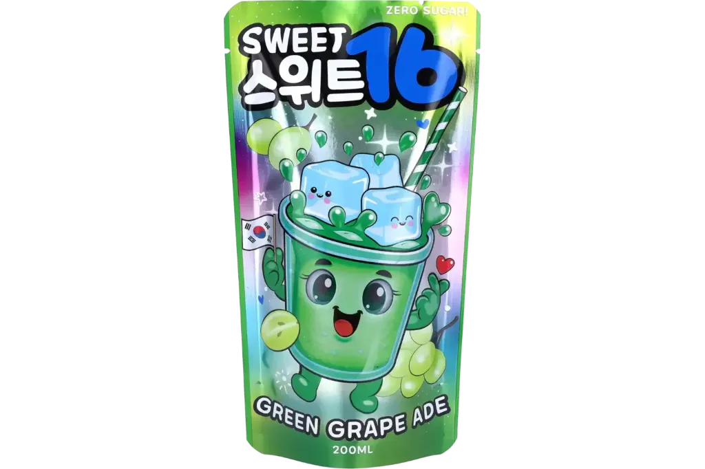 Sweet16 Green Grape Ade Zero Sugar Pouch 10x200ml (KOREAN)