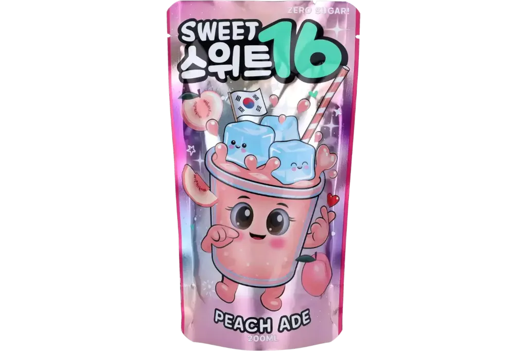 Sweet16 Peach Ade Zero Sugar Pouch 10x200ml (KOREAN)