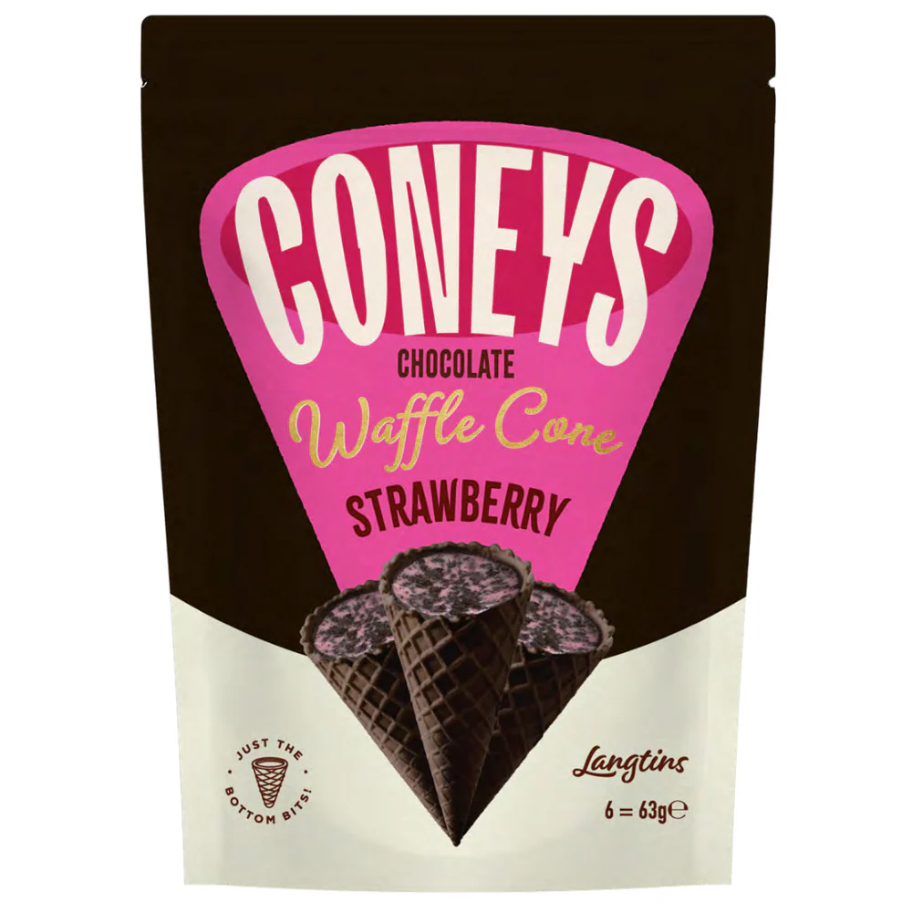Coneys Chocolate Strawberry Waffle Cones 12x63g