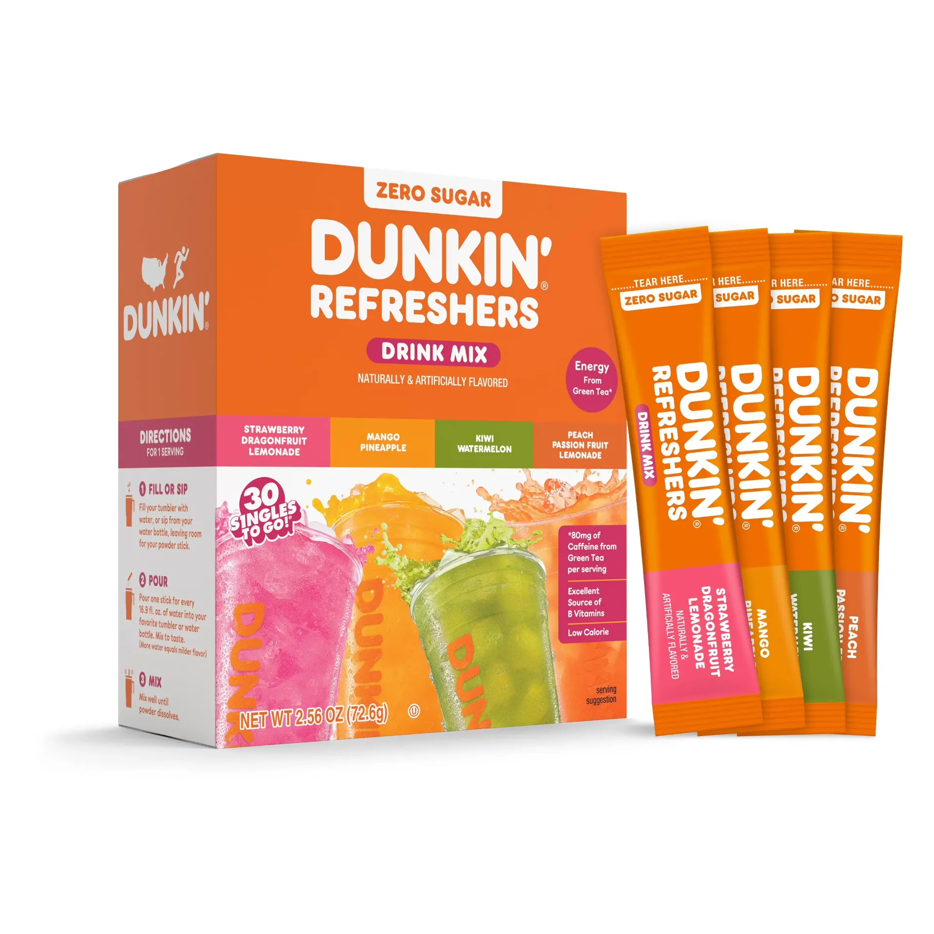 Dunkin Refreshers STG 4 Flavours Drink Mix Variety Pack 6x30ct