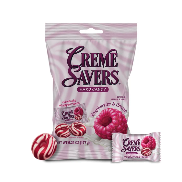 Creme Savers Hard Candy Raspberry & Creme 12x177g